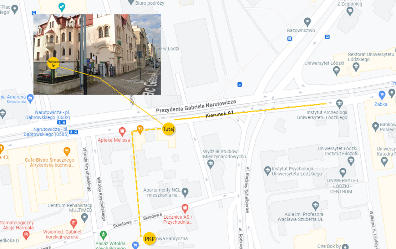 mapa dojazdu do audio studio łódź Tomatis
